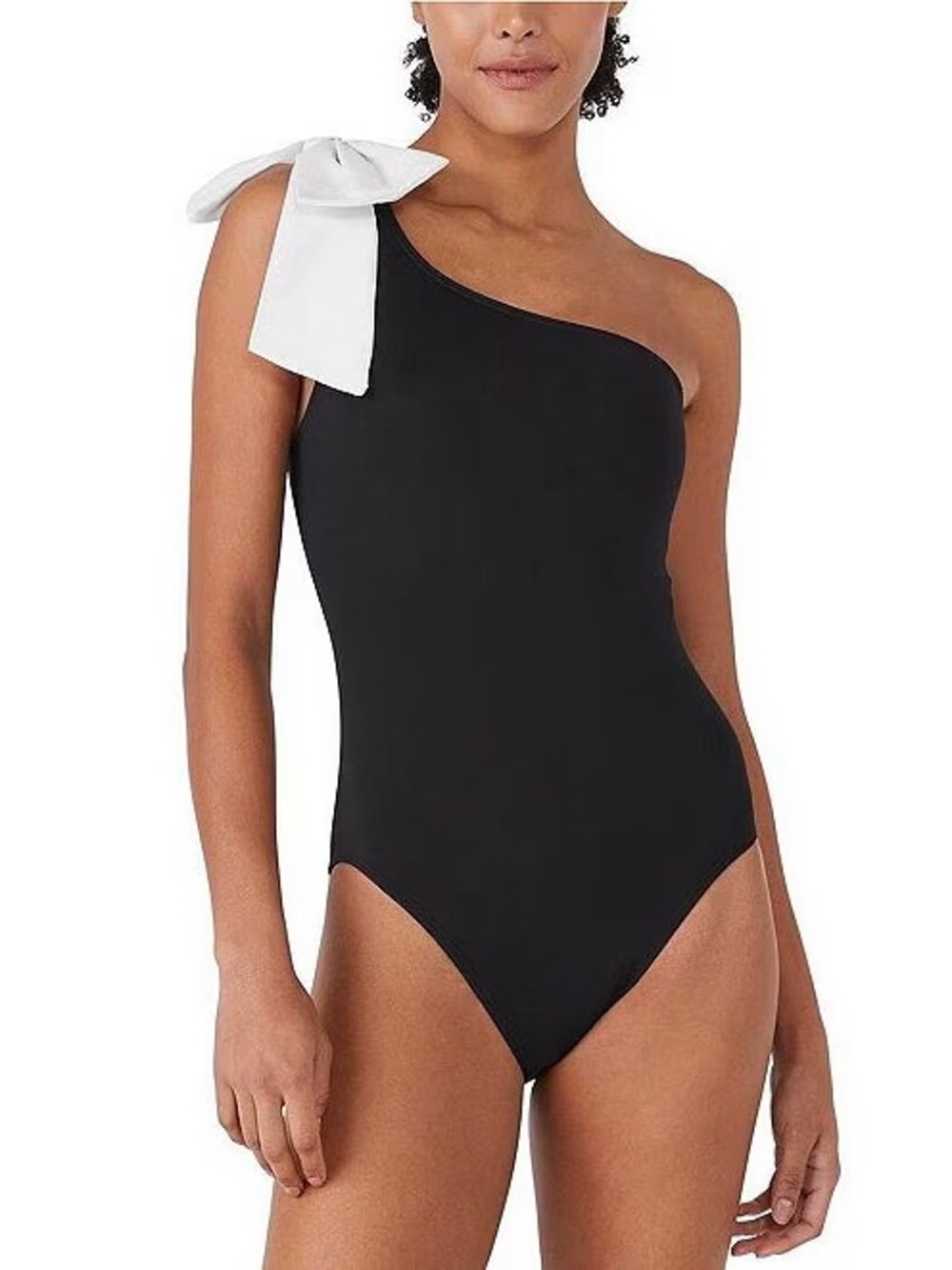 Kate Spade New York One Shoulder Bow One Piece Swimsuit Black XS NWt (890)